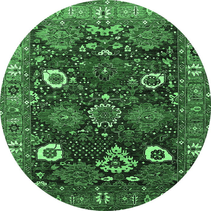 Round Oriental Emerald Green Industrial Rug, urb1948emgrn