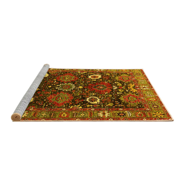 Sideview of Machine Washable Oriental Yellow Industrial Rug, wshurb1948yw