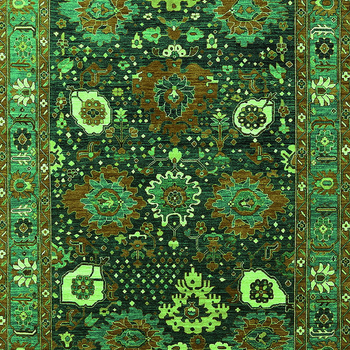 Machine Washable Oriental Green Industrial Area Rugs, wshurb1948grn