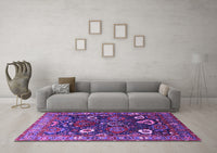 Machine Washable Oriental Purple Industrial Rug, wshurb1948pur