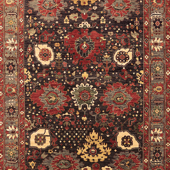 Machine Washable Oriental Brown Industrial Rug, wshurb1948brn
