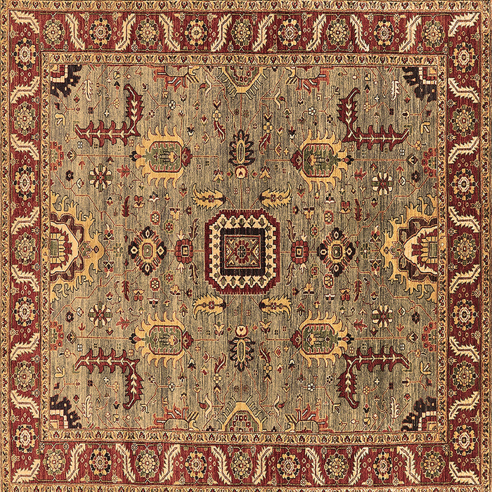 Square Machine Washable Oriental Brown Industrial Rug, wshurb1949brn