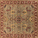 Square Machine Washable Oriental Brown Industrial Rug, wshurb1949brn