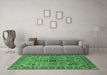 Machine Washable Oriental Emerald Green Industrial Area Rugs in a Living Room,, wshurb1949emgrn