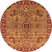 Round Machine Washable Oriental Orange Industrial Area Rugs, wshurb1949org