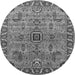 Round Oriental Gray Industrial Rug, urb1949gry