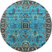 Round Oriental Light Blue Industrial Rug, urb1949lblu