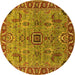 Round Oriental Yellow Industrial Rug, urb1949yw