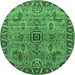 Round Oriental Emerald Green Industrial Rug, urb1949emgrn