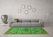 Machine Washable Oriental Green Industrial Area Rugs in a Living Room,, wshurb1949grn