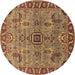 Round Oriental Brown Industrial Rug, urb1949brn