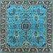 Square Machine Washable Oriental Light Blue Industrial Rug, wshurb1949lblu