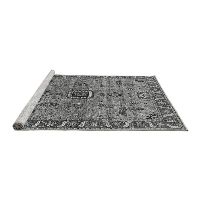 Sideview of Machine Washable Oriental Gray Industrial Rug, wshurb1949gry
