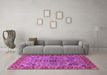 Machine Washable Oriental Pink Industrial Rug in a Living Room, wshurb1949pnk