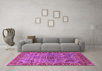 Machine Washable Oriental Pink Industrial Rug, wshurb1949pnk