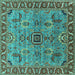 Square Machine Washable Oriental Turquoise Industrial Area Rugs, wshurb1949turq