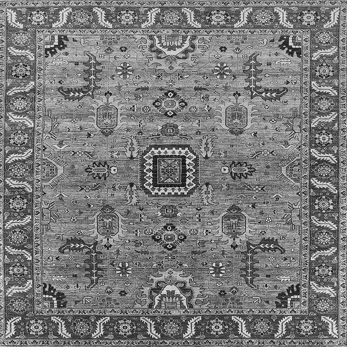 Square Machine Washable Oriental Gray Industrial Rug, wshurb1949gry