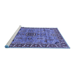 Sideview of Machine Washable Oriental Blue Industrial Rug, wshurb1949blu
