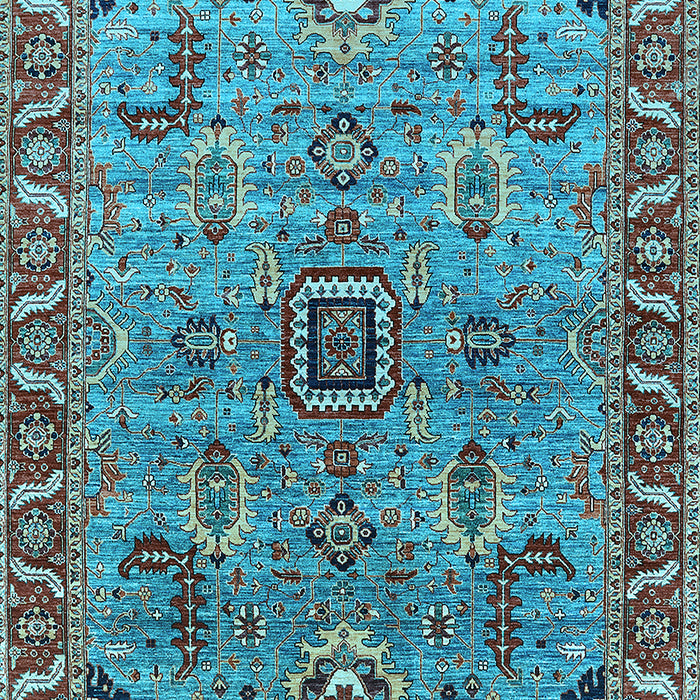 Machine Washable Oriental Light Blue Industrial Rug, wshurb1949lblu