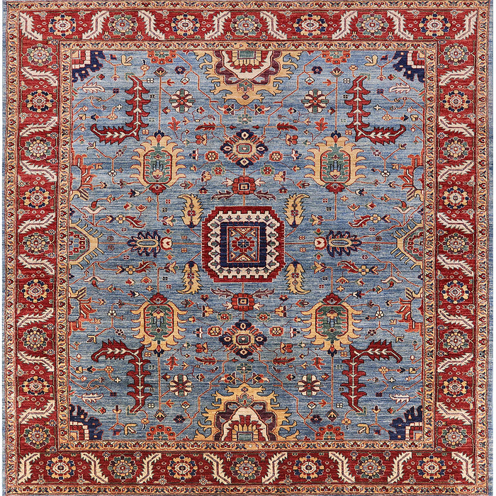 Square Mid-Century Modern Sage Green Oriental Rug, urb1949