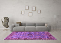 Machine Washable Oriental Purple Industrial Rug, wshurb1949pur