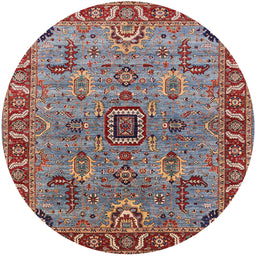 Round Mid-Century Modern Sage Green Oriental Rug, urb1949