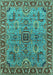 Machine Washable Oriental Turquoise Industrial Area Rugs, wshurb1949turq