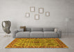 Machine Washable Oriental Yellow Industrial Rug in a Living Room, wshurb1949yw