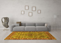 Machine Washable Oriental Yellow Industrial Rug, wshurb1949yw