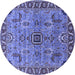 Round Oriental Blue Industrial Rug, urb1949blu