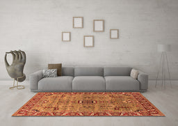 Machine Washable Oriental Orange Industrial Area Rugs in a Living Room, wshurb1949org