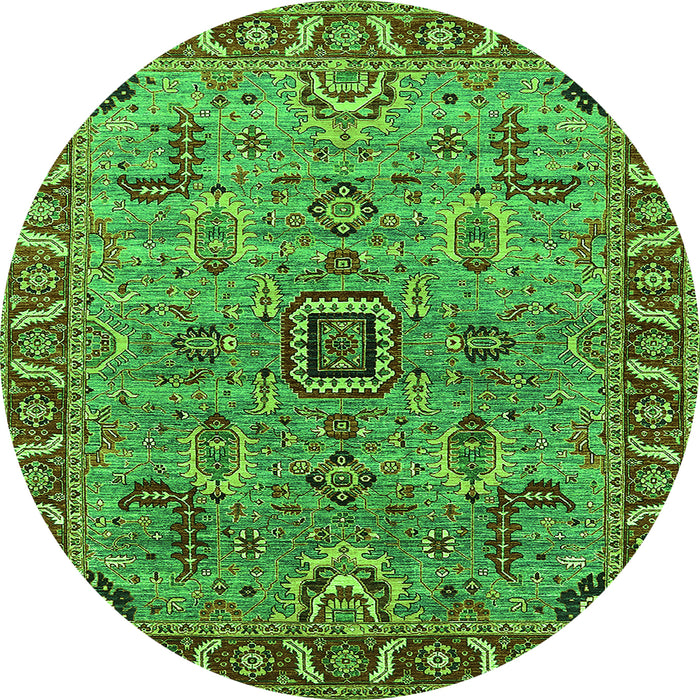 Round Oriental Green Industrial Rug, urb1949grn