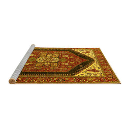 Sideview of Machine Washable Oriental Yellow Industrial Rug, wshurb1950yw