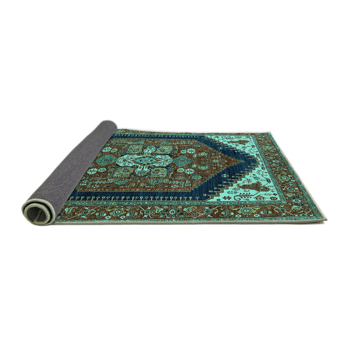 Sideview of Oriental Turquoise Industrial Rug, urb1950turq