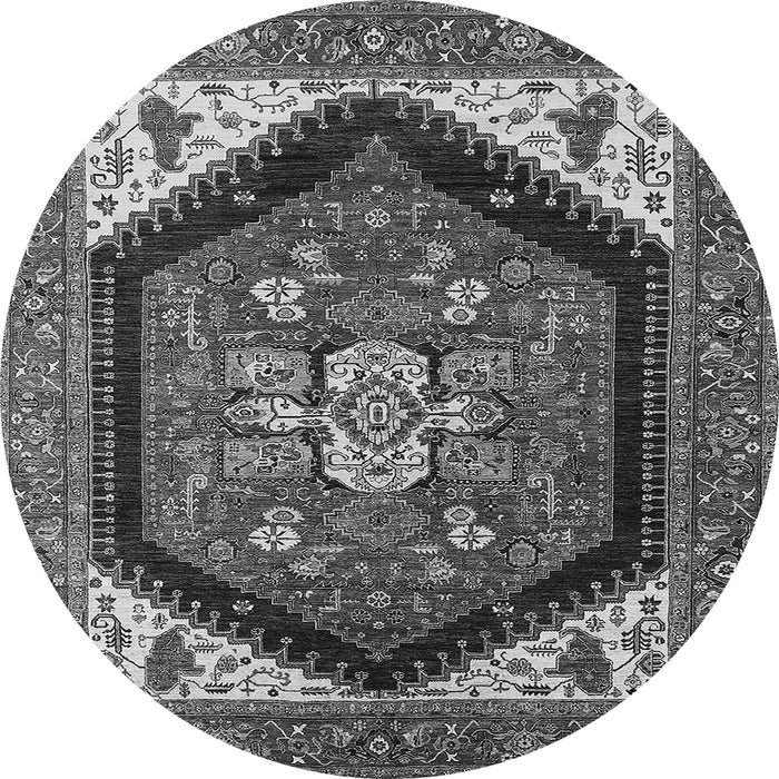 Round Oriental Gray Industrial Rug, urb1950gry
