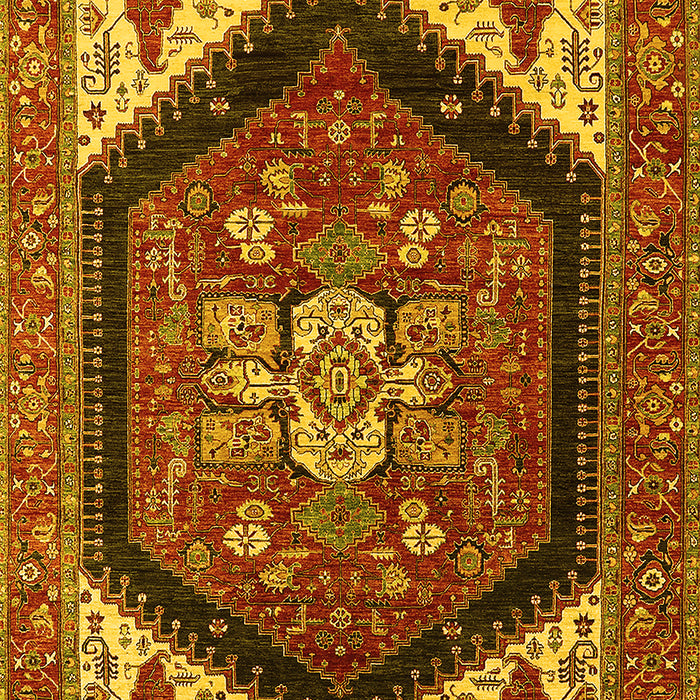 Machine Washable Oriental Yellow Industrial Rug, wshurb1950yw