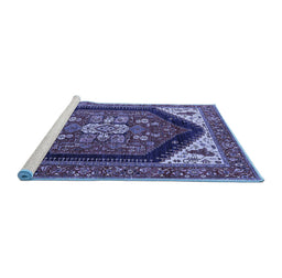 Sideview of Machine Washable Oriental Blue Industrial Rug, wshurb1950blu