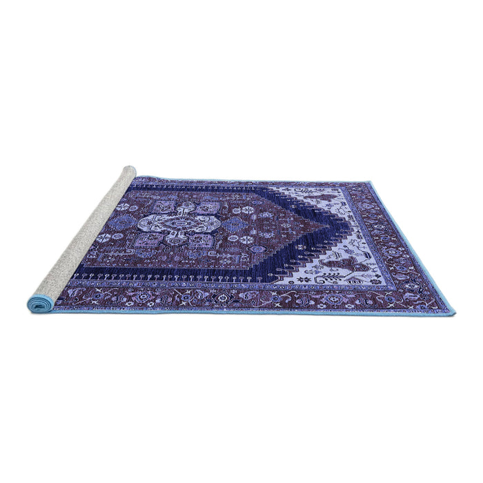 Sideview of Machine Washable Oriental Blue Industrial Rug, wshurb1950blu