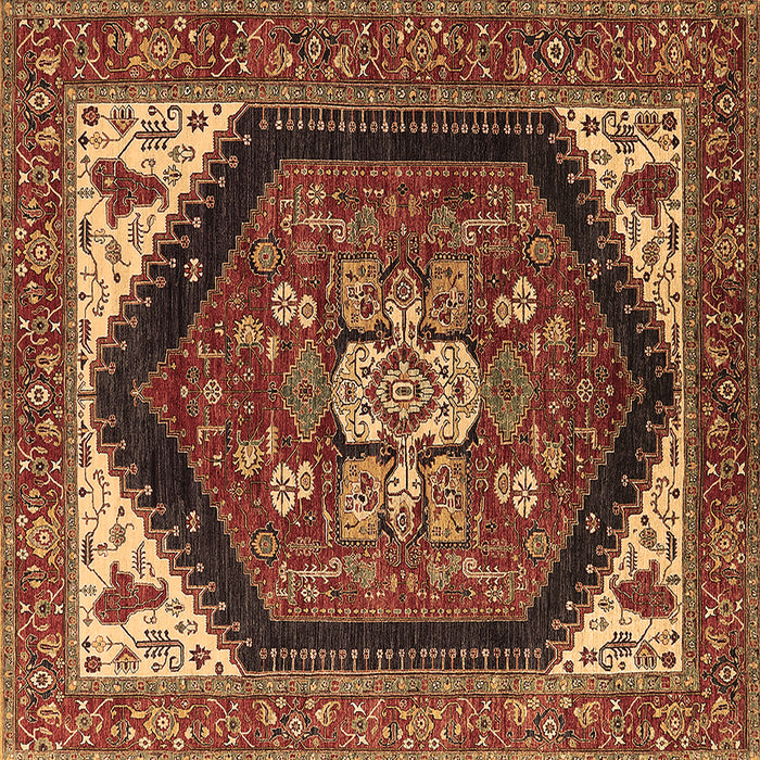Square Machine Washable Oriental Brown Industrial Rug, wshurb1950brn