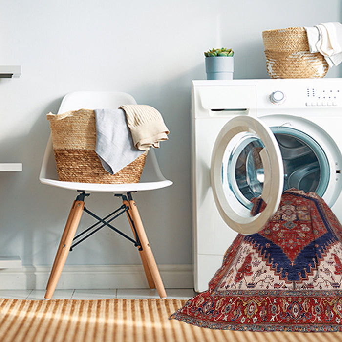 Machine Washable Industrial Modern Camel Brown Rug in a Washing Machine, wshurb1950