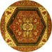 Round Oriental Yellow Industrial Rug, urb1950yw