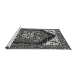 Sideview of Machine Washable Oriental Gray Industrial Rug, wshurb1950gry