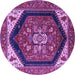 Round Machine Washable Oriental Purple Industrial Area Rugs, wshurb1950pur