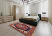 Mid-Century Modern Camel Brown Oriental Rug in a Bedroom, urb1950