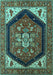 Machine Washable Oriental Turquoise Industrial Area Rugs, wshurb1950turq