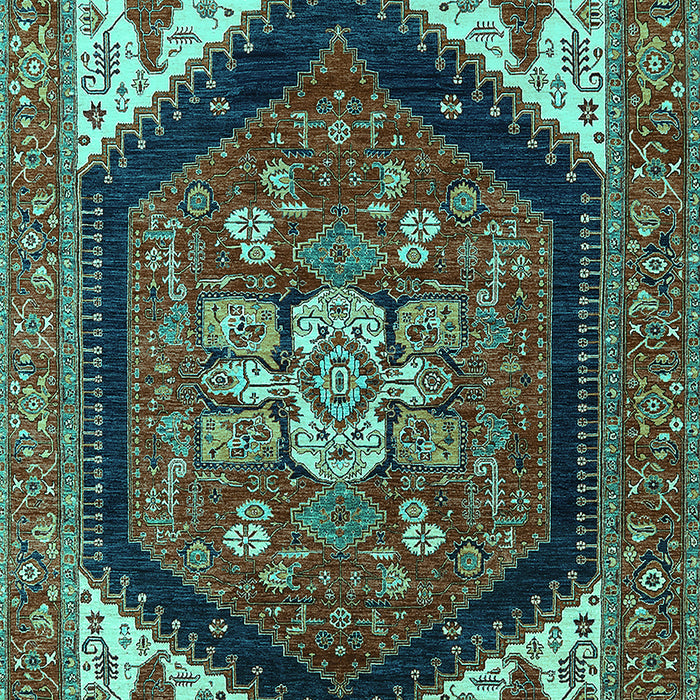 Machine Washable Oriental Turquoise Industrial Area Rugs, wshurb1950turq