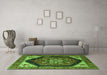 Machine Washable Oriental Green Industrial Area Rugs in a Living Room,, wshurb1950grn