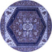 Round Oriental Blue Industrial Rug, urb1950blu