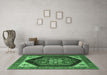 Machine Washable Oriental Emerald Green Industrial Area Rugs in a Living Room,, wshurb1950emgrn