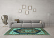 Machine Washable Oriental Turquoise Industrial Area Rugs in a Living Room,, wshurb1950turq